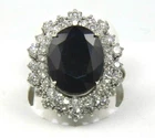 Natural Oval Blue Sapphire & Diamond Halo Solitaire Ring 14k White Gold 10.83Ct