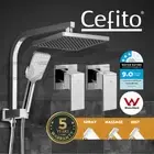 Cefito 8'' Rain Shower Head Taps Square Handheld High Pressure Wall Chrome
