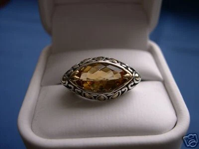 John Hardy Silver and Gold CITRINE ring size 6-1/2 NEW