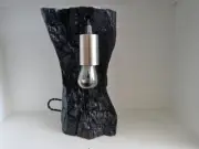 Handmade Burnt Tree Trunk Light, Rustic Wood Trunk Unique Table Lamp Boho Lamp