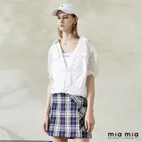 在飛比找momo購物網優惠-【mia mia】剪接蕾絲假兩件式上衣