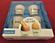 New Set of 4 Egg Cup Buckets Cream Metal Boxed by Eddingtons Unopened