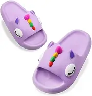 [Tounsol] Toddler Little Kids Slides Sandals Unicorn Shark Bunny Beach Pool Shower Slides Anti-Skid Home Bath Slippers Cute Summer Outdoor Shoes for Girls and Boys