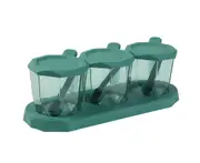 Seasoning Bottle Holder Moisture Proof Large Capacity Foundation Space Saving Transparent Spice Storage Box Spice Jar -Green - Green