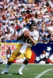 Quarterback Terry Bradshaw Pittsburgh Steelers drops back to pass- 1974 Photo 2