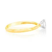 Luminesce Lab Grown 9ct Yellow Gold 1/4 Carat Emerald Cut Solitaire Diamond Ring, P