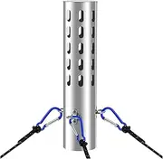 KOMCLUB Spark Arrestor Stove Pipe, 2.36 Inch Stainless Steel Tent Stove Chimney Caps, for Outside Camping Tent Accessories (Carabiner with guy rope)