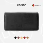 Corkor Vegan Cork Slim Women's Wallet, Black | Ladies Long Purse Simple Soft