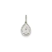 14K White Gold Real Diamond Pear Shape Pendant