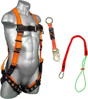 Safety Harness Fall Protection Kit, 5 or 3 Piece Bundle, OSHA/ANSI Compliant
