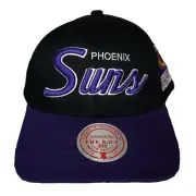 Phoenix Suns Mitchell & Ness NBA Dad Hat Cap Script 3D Logo Black Purple NWT