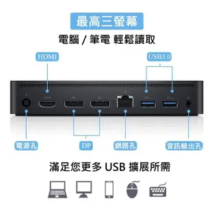 【DELL 戴爾】D6000(USB3.0 Type-C 11合一 多功能轉接器 HUB 通用擴充基座)