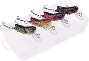 LLEIIshen 4PCS Mixed Color Grasshopper Fishing Lure Set Sinking Mini Minnow Wobblers Swimbaits Artificial Hard Bait Crankbait with Box Kit/1642