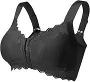 [HONGFSM] Front Closure Mastectomy Bras Sexy Lace Post-Surgery Bra Wireless Comfort Everyday Bra for Breast Forms Prosthesis