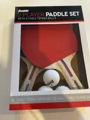 NIB Franklin Ping Pong Table Tennis Paddles 2 Player Set Paddle With 3 Balls