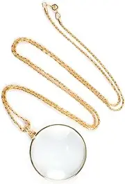 Necklace with 4.4cm Optical Magnifier Lens and 90cm Gold Chain for Library, Reading Fine Print, Zooming, Increase Vision, Jewellery by Super Z Outlet