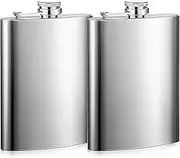2 Pack 7oz Hip Flask - Stainless Steel Alcohol Flagon for Climbing Camping Barbecue Bar Party Drinker, Portable Pocket Whiskey Flask for Liquor for Men Women