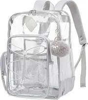 [Lrenagao] Clear Backpack for School Girls Women,Heavy Duty PVC Transparent Backpacks See Through Clear Bookbags