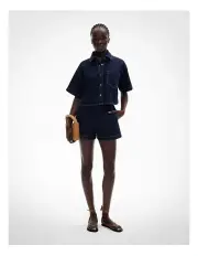 [Witchery] Denim Crop Shirt in Dark Indigo
