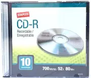 Staples CD-R Recordable Discs - Pack Of 10 - 700MB 52x 80 Min