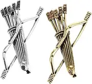 [COMPUKAS] 2pcs Vintage Bow and Arrow Brooch Pins for Men Elegant Clothes Decor for Suits Sweaters Dresses Stylish Lapel Accessories Antique