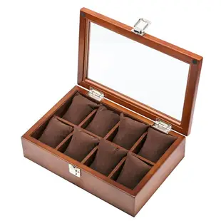 開發票 夭桃歐式復古木質天窗手裱盒子八只裝手裱展示盒首飾手鏈盒收納盒