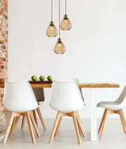 TULIP: Bronze Amber Wine Glass Ribbed Multiple Round Base Pendant Lights