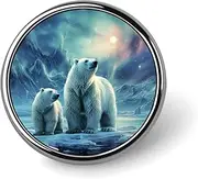 [FZMVSQH] Polar Bears Northern Lights_ Printed Round Button Pin Badges Metal Pinback Buttons 1 Inch Pins for Hat Shirt Clothing Bags Decoration, Circular, Aluminum, Circular, Aluminum
