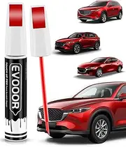 EVOOOR 46V Soul Red Crystal Metallic Tricoat Touch Up Paint Compatible with Mazda Exact Match 2 in 1 Touch up Paint for Chips and Nicks Repair