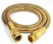 3 Ft Stainless Steel Garden Hose - Flexible, Lightweight, No Kink (Gold)