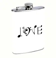 Music Love Notes Flask 8oz Stainless Steel Hip Drinking Whiskey