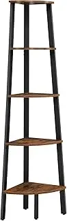 VASAGLE Industrial Bookcase, 5-Tier Corner Shelf, Plant Stand Wood Look Accent Furniture with Metal Frame for Home and Office ULLS35X, Rustic Brown