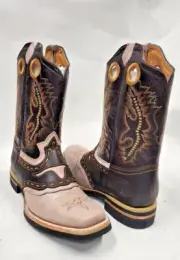 Men's Cowboy Cowhide Leather Western Rodeo Square Toe Boots
