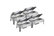 SOGA 4X 9L Rectangular Stainless Steel Soup Warmer Roll Top Chafer Chafing Dish Set with Glass Visual Window Lid
