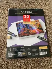 Arteza Acrylic Paper Foldable Canvas Pad, 9x12 Inches, 20 Sheets, DIY Frame, Hea