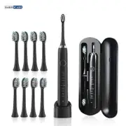 Sonic Electric Toothbrush Smart Ultrasonic Dental Teeth Whitening Rechargeable Adult Tooth Brush S100 Black 8 Heads