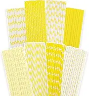 [Gcardist] Yellow Straws for Drinking Yellow Disposable Straws 100pcs Disposable Straws Bulk (8 Pattern)