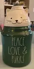 cat treat canister or cookie jar New Rae Dunn "Peace Love & Purrs" or any treats