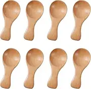 8pcs Small Wooden Spoons, Mini Condiment Spoons Tiny Spoons Wooden Serving Utensils for Sauces Salt Sugar Spices Dips Honey Coffee Mustard Cooking