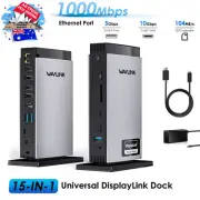 WAVLINK Triple 4K Docking Station, 15-in-1 USB-C Hub for M1/M2 Mac & Windows