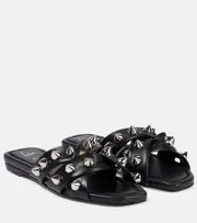 [Christian Louboutin] Christian Louboutin Miss Spike Club embellished leather slides AU 7 black