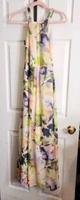 ModCloth Women’s Essence Of Presence Lined Floral Chiffon Maxi Dress Sz XS NWT