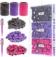 Difenni Sanding Bands for Nail Drill - 210 Pcs Coarse Fine #80#150#240 With 3/32" Mandrel Bit Boxed for Electric Nail Drill