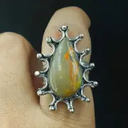 Proposal Women's Ring Natural Bumble Bee Pear Gemstone 925 Sterling Silver