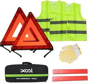 Car Emergency Kit Car Emergency Road Kit Safety Kit Roadside Emergency Kit for Safety and Visibility with Reflective Warning Triangle Reflective Vest Roadside Vest Bonus Storage Bag and Glove