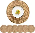Woven Placemats round Placemats Set of 6, 13.5 Inch Wicker Placemat Circle Ratta