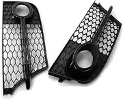 Pair RS Style Honeycomb Hex Car Front Fog Light Grille Cover Fog Lamp Grille Compatible For AUDI TT MK2 S-LINES TTS 2011-2014 8J0807681KT94(Black)