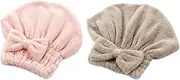 HONMEET 2pcs Fleece Drying Cap for Shower Quick Dry High Absorption Hair Turban