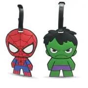 TWO Official MARVEL Luggage Tags ID BAG TAGS SPIDERMAN & Hulk Spider Man ☆PAIR☆