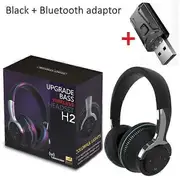 Tv Bluetooth Headphones Wireless Headphon with Mic USB Adaptor Headset Noise Canceling Stereo Foldable Bass for TV Earphone Black